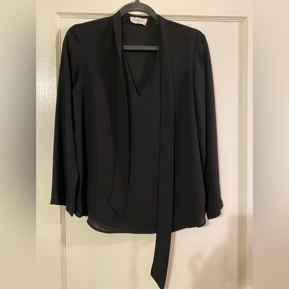 Art Du Basic Faux Neck Tie Blouse XS